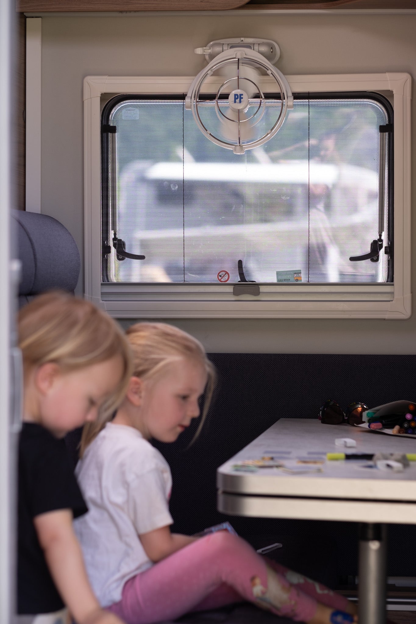 Portsea Arlo fan mounted to window safe for children
