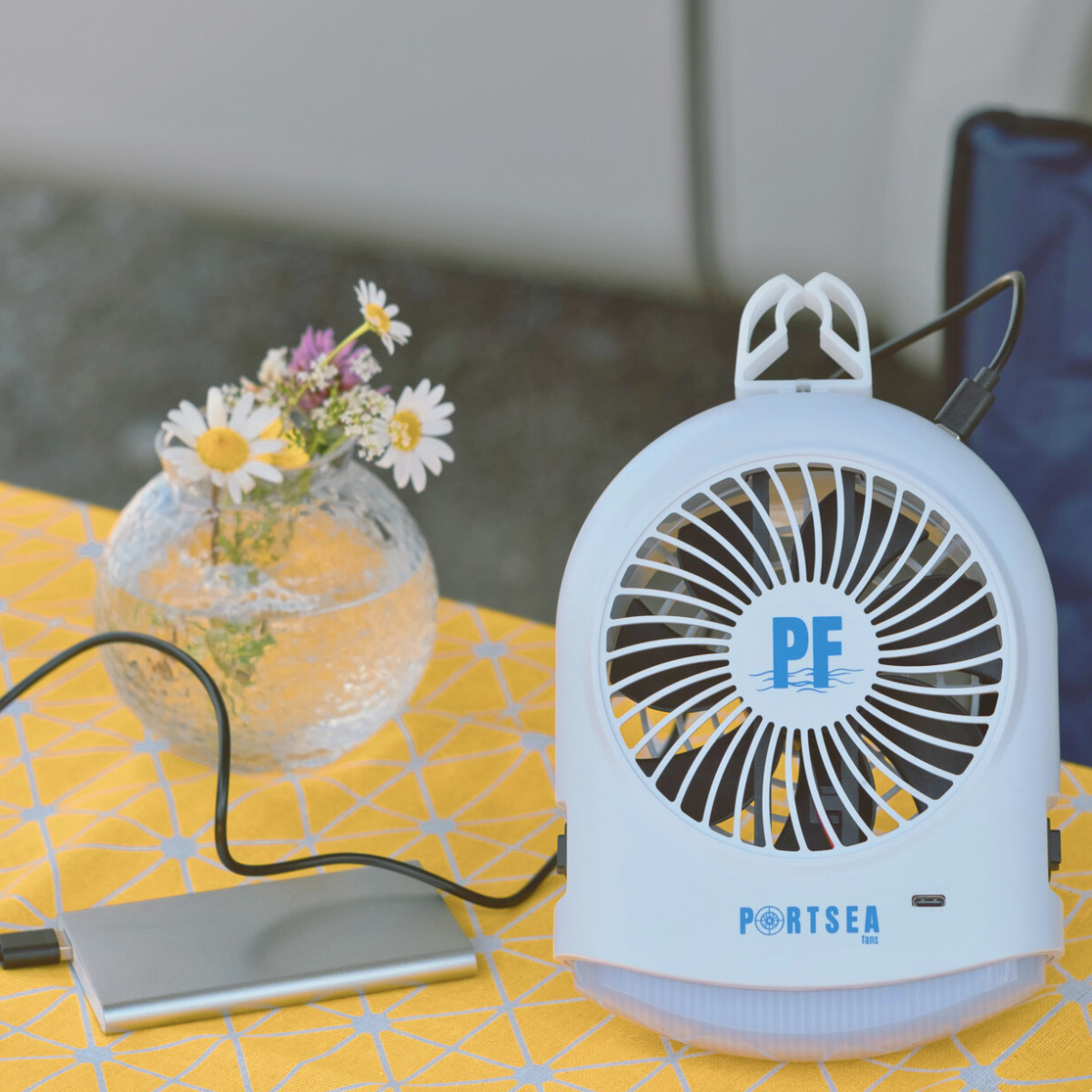 Handy Portsea Lucca fan and light combo for camping comfort
